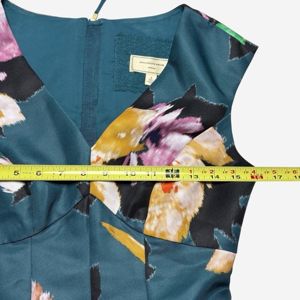 Anthropologie Baikal Dress By Moulinette Souers 2 Floral Teal Fit & Flare *Flaw - Picture 9 of 16